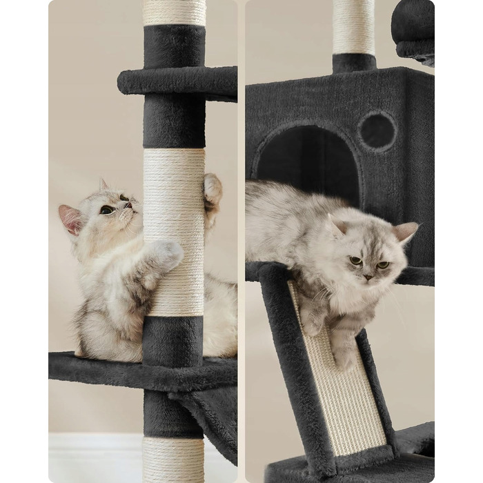 Високий ігровий комплекс для котів Feandrea by Songimcs: дряпальний стовп, лежанка та вежа (161 - 220 см)