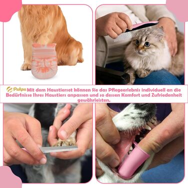 Набір для догляду за тваринами 9 предметів: щітка для собак та котів, очищувач лап, зубна щітка для пальців, обрізач кігтів, пилка для кігтів, гребінець для собак, рукавичка для догляду за котами, щітка для миття