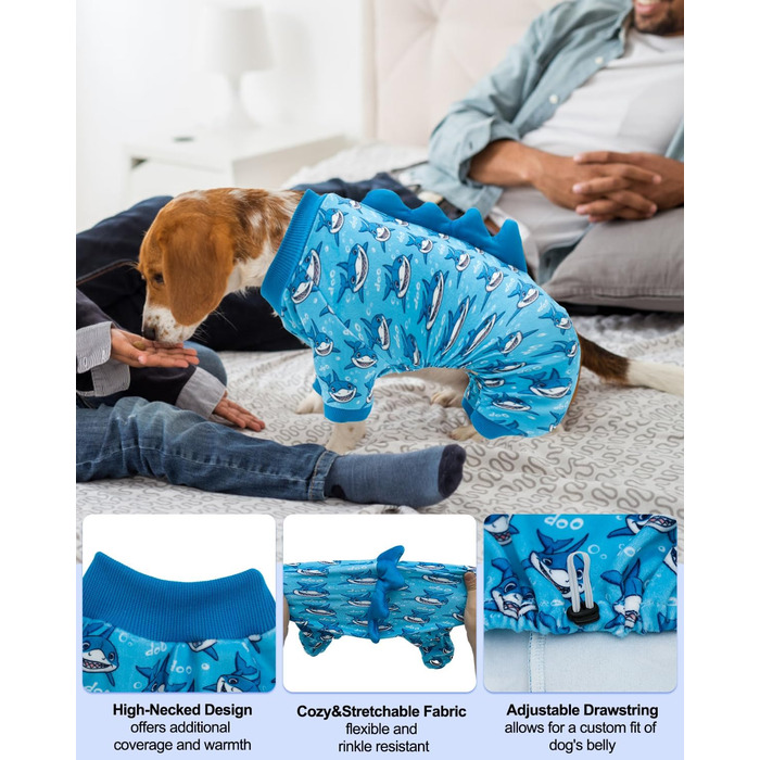 Піжама для собак CuteBone з динозавром, тепла та м'яка, для маленьких собак, тепла та комфортна, COP01-DE (XL, зачіска)