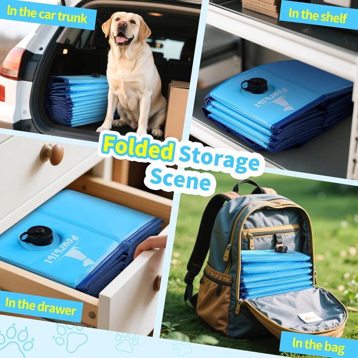 Басейн для собак Pourbibi, 80x20 см, складаний, з ПВХ, антиковзаюча поверхня