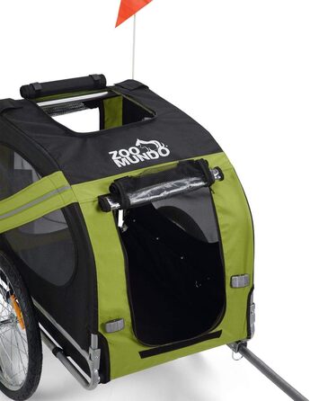 Причіп для велосипеда Zoomundo для собак, червоно-чорний, з металевим каркасом (зелений)