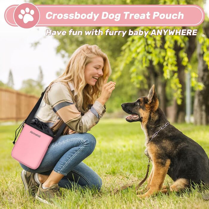 Сумка для собак Abrimelodi, відповідна вимогам авіакомпаній, з 2 складною мискою та кишенькою для ласощів (Рожева)