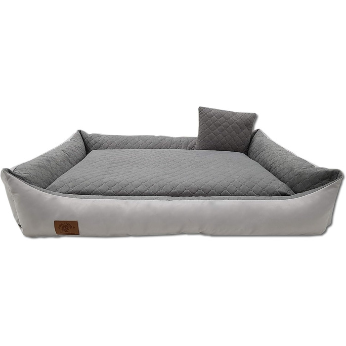 Ліжко для собак Odolplusz XXL - велике ліжко-софа для собак, м'яке собаче ліжко з подушкою | Знімний та пральний чохол [120x80 см, сірий] Сірий L 120 x W 90 x H 19 см