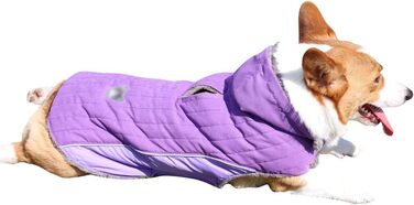 Зимова куртка для собак, теплий пуховик, костюм для собак, повсякденний одяг для тварин, тепла жилетка з капюшоном, L (53-60 см), фіолетовий