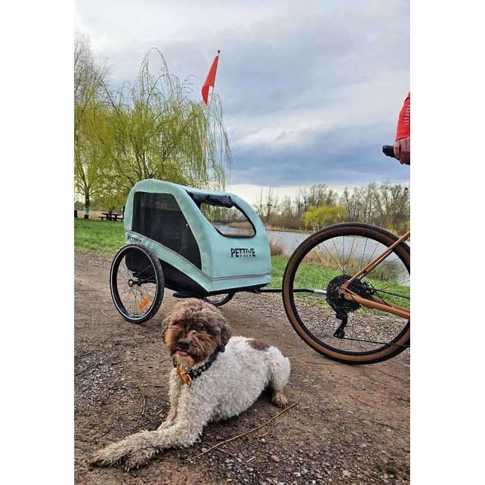 Причіп для велосипеда PETRIVE Active ONE для собак та котів до 40 кг, світло-зелений