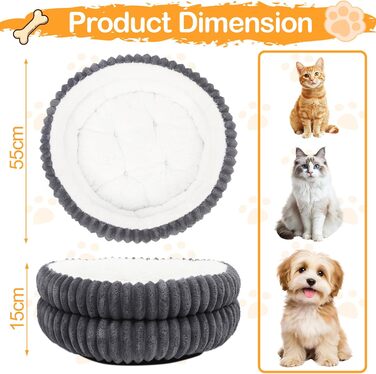 Кігтечка для котів XIAPIA, м'яке ліжко-лежанка 58x20 см, зручне та тепле місце для відпочинку котів та маленьких собак, ортопедичне ліжко з неслизьким дном (сірий, кругле)