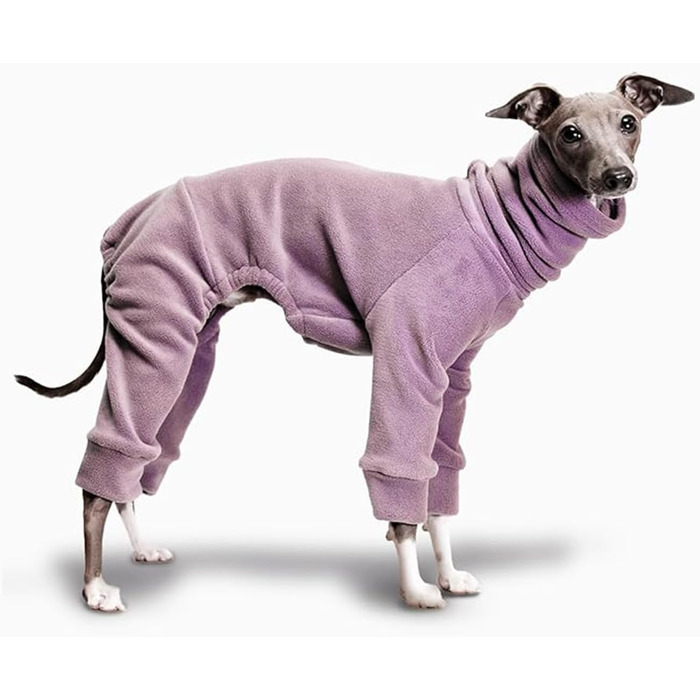 Теплий зимовий костюм для італійських грейхаундів (Whippet), фліс, цілісний, з коміром-роллером, фіолетовий, 2XL