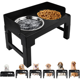Підвищена годівниця для собак Dokeno, регульована по висоті, велика, для собак великих, середніх та малих порід, миска для повільного годування, не проливаються, стійка для мисок