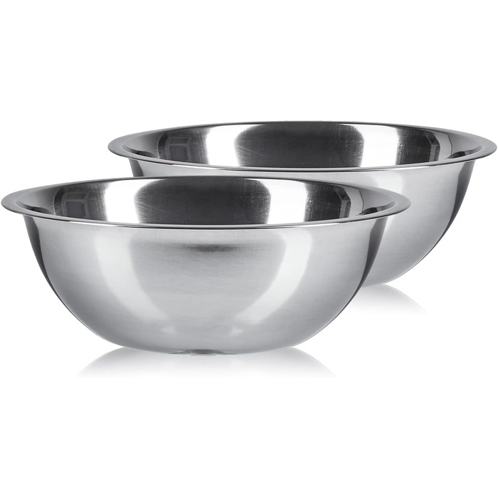 Набір кухонних мисок Pullmer (2 шт) з нержавіючої сталі, Ø 30 см. Ідеально підходять для мюслі, салатів, замішування тіста та сервірування. Їжа-безпечні, придатні для миття в посудомийній машині