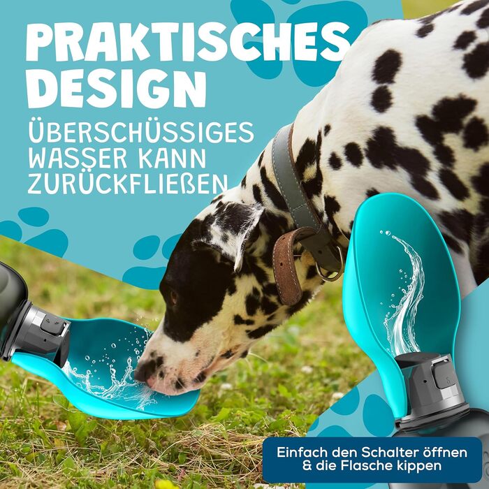 Набір з 2-х: велика складана пляшка для води для собак + щітка для зубів | Пляшка для собак 800 мл | Без витоку