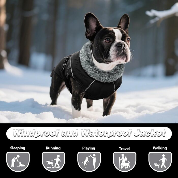 Зимовий теплий плащ для великих собак - вітронепроникний, світловідбиваючий, з флісовою підкладкою для Голден Ретрівера (Чорний, XXXL)