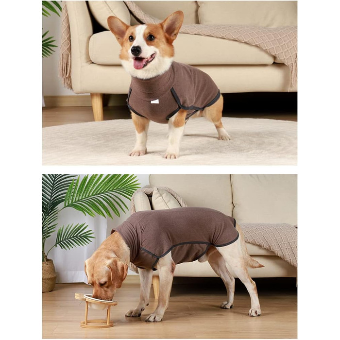 Теплий зимовий халат-жилет для собак великих порід, халат-жилет для домашніх тварин, теплий халат-жилет, пуловер для собак (Кофе, M)