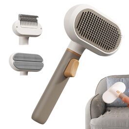 Щітка для собак з довгою шерстю: видаляє підшерсток, 3 насадки, проти ковзання | для короткої та довгої шерсті, дому, офісу