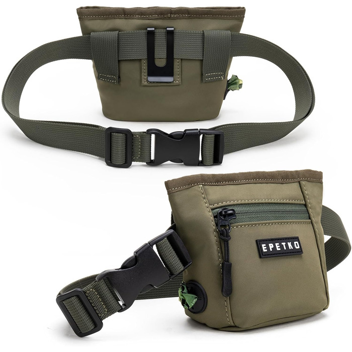 Сумка для ласощів для собак з магнітним закриттям, для дресирування, з відсіком для кульок для прибирання (зелена)