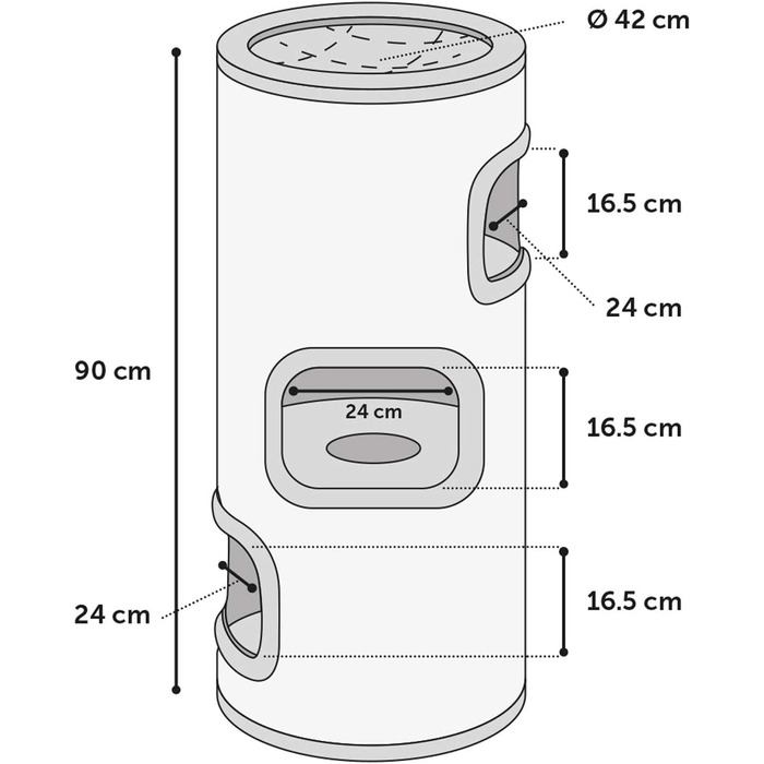 Драбина для котів Flamingo Enes S – Сіра, 56 см, Ø 42 см – Сизаль та плюш