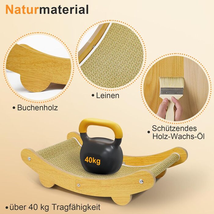 LUMIN TUTU Котячий будиночок 2-в-1: когтеточка та ліжко для котів, 59x34 см, міцний, з натурального льону, без виділення ворсу