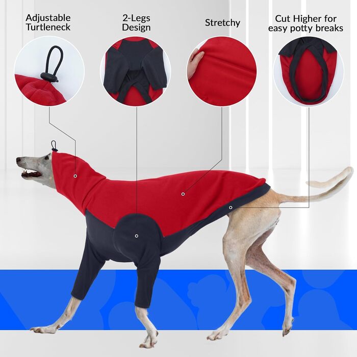 Теплий зимовий пуловер для грейхаундів та інших породистих собак, флісова куртка, піжама, жилет, червоний (L)