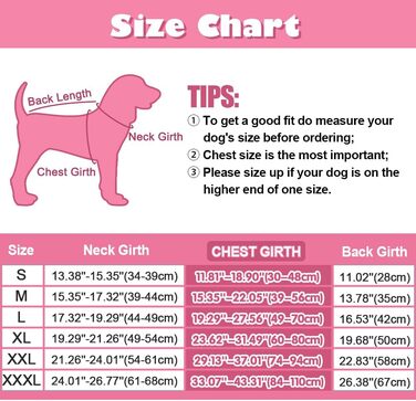 Зимова куртка для собак EMUST, тепла та вітронепроникна, для середніх собак, рожева, розмір M (L, нова)