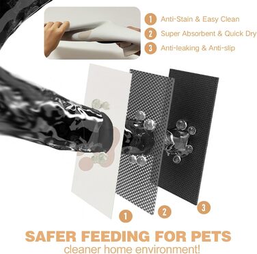 Килимок для годівлі собак та котів, 60 x 40 см, водопоглинаючий, неслизький, великий, для мисок, легко миється, швидко сохне (бежевий)