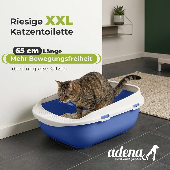 Великий закритий лоток для котів XXL Jumbo (65 см) з бортиком та совком, синій