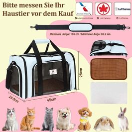 Транспортна сумка для котів та маленьких собак – складана, добре провітрювана переноска. Сумка для тварин з водонепроникною підкладкою для безпечного транспортування до ветеринара, у подорожах та в авто (Блакитна)