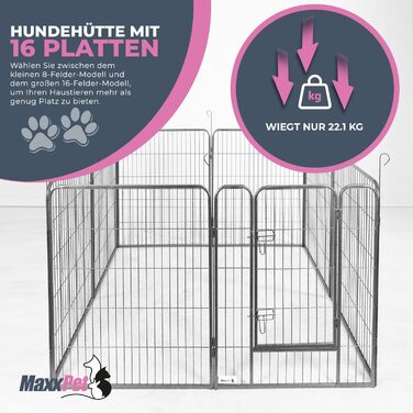 MaxxPet Вольєр для цуценят, складаний з дверима, 16 секцій, 80x80 см, для дому та саду