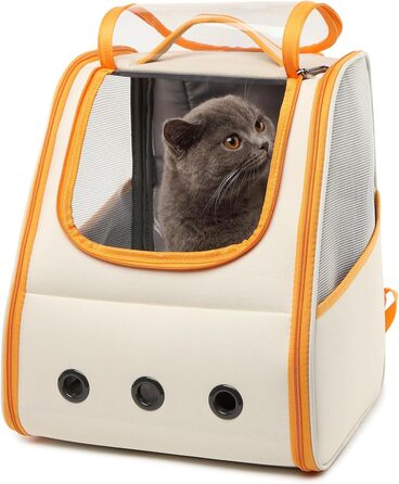 Рюкзак для кота/собаки Dogat, складаний, для перевезення тварин, помаранчевий+білий