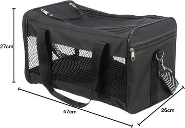 Траспортна сумка для собак TRIXIE Ryan – 47 x 26 x 27 см – до 6 кг – з верхнім доступом, знімний ремінь та повідком, кишеня, знімна підкладка