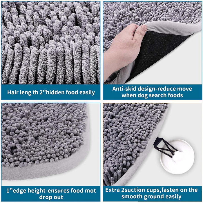 Килимок для собак, розвиваючий, для нюхання, миючий, нековзний, 43 x 53 см, сірий