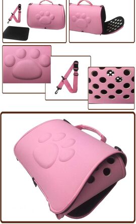 Транспортна переноска для котів та собак великих порід (рожева, L) - комфортна, дихаюча переноска для подорожей та до ветеринара