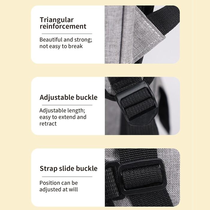 Транспортна сумка для котів, рюкзак для маленьких собак, дихаюча та розширювана сумка для тварин, сіра (з чорною основою)