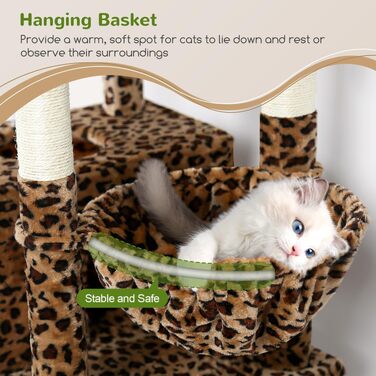 Комплекс для котів Globlazer Kratzbaum Maine Coon 183 см з 2 печерами, великою лежаком, стійкий кактус для великих котів (Леопард)