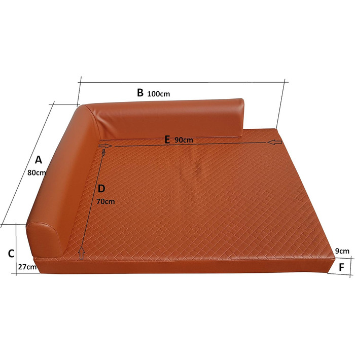 Ортопедичне собаче ліжко Natalia Spzoo Eckbett з кутом, м'яка лежанка для собак, коричнева, розмір M (100 x 80 см)