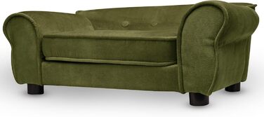 Диван-лежак для собак і котів MG Design, зелений велюр, з підлокітниками та спинкою, для дрібних і середніх тварин