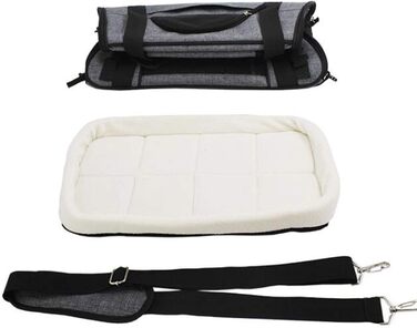 Складана переноска для собак та котів PJDDP, чорна. З плечовим ременем та м'якою підстилкою