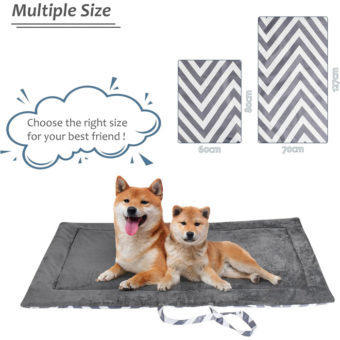 Водонепроникний килимок для котів та собак Kritter Planet, складаний, миючий, для відпочинку на природі, у подорожах та кемпінгу, з ручками, 80 x 60 см (сірий хвилястий, 127 x 70 см)