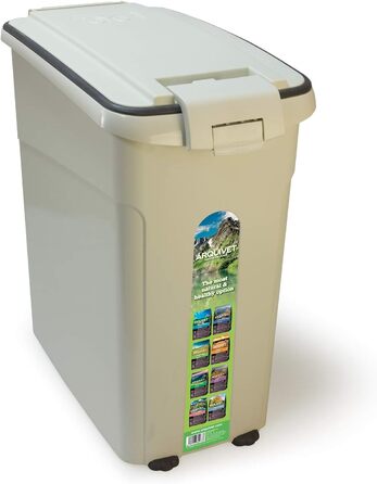 Контейнер для корму Arquivet для собак та котів на колесах, герметичний, великий об'єм 20 кг/54 літри, розміри 29 x 53 x 54,5 см, для великих тварин