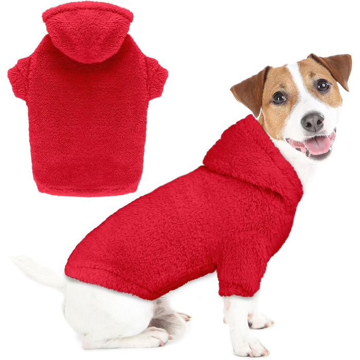 Теплий та м'який пуловер для собак середнього розміру, кофта з капюшоном, розмір M, червоний, Getaway Solids