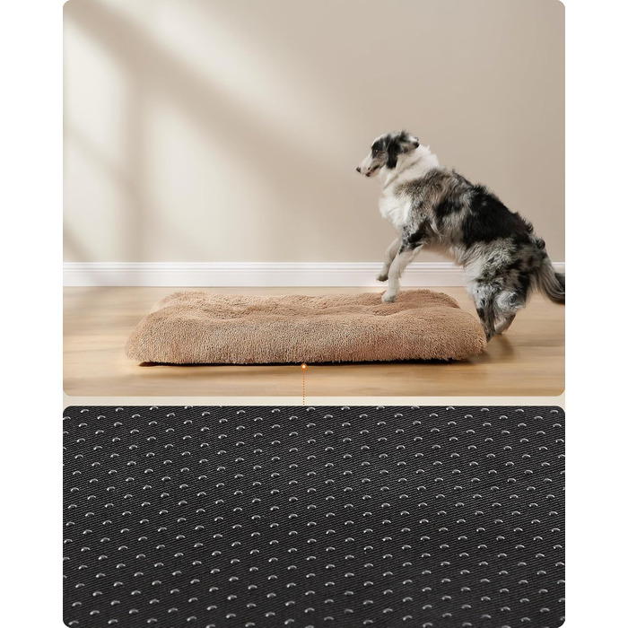 Ліжко для собак Feandrea, м'який килимок, плюшеве ліжко, 122 x 74 см, м'яка підстилка, миється, багатофункціональне, верблюжий колір