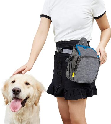 PETCUTE: Сумка для дресирування собак, зручна та міцна, з дозатором для відходів, сіра+блакитна