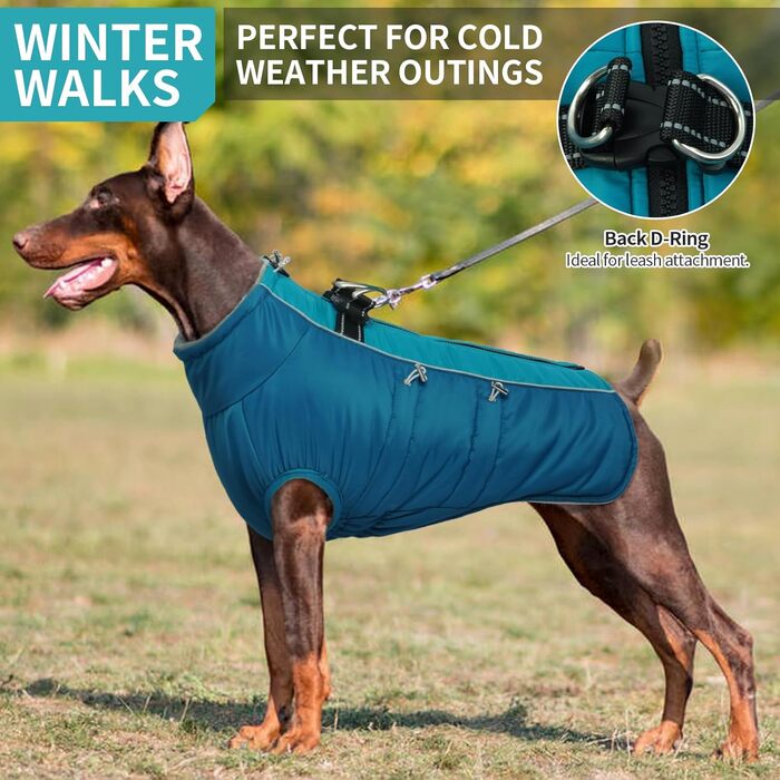 Водонепроникний теплий зимовий одяг для собак - куртка-манжетка з отвором для шлейки, камуфляж Olive Drab (3XL)