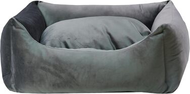 М'яке лежанка для собак та котів з блискавкою – знімне покриття з бавовняного полотна – 2 розміри (M, сірий)