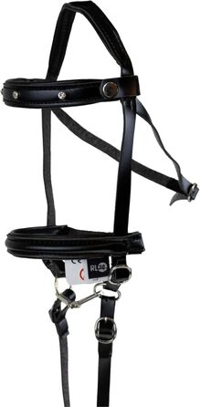 Набір аксесуарів для хобі-коня RL24 (6 предметів): вуздечка зі шнуром, ковдра та накидка від мух світло-бежевого кольору, трензель чорного кольору, багатокольоровий транспортний мішечок для коня на палиці.