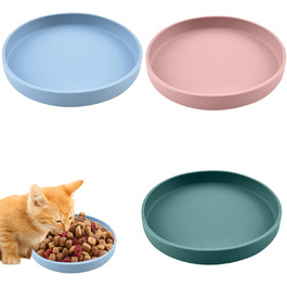 Набір з 4 миски для котів, 18 см, силікон, для сухого та вологого корму (темно-зелений, світло-рожевий, скандинавський блакитний)
