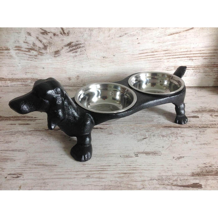 Миска для собак, чаша для корму, годівниця для собак з чавуну, подвійна миска