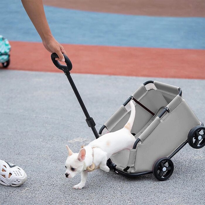 Дитяча коляска 3 в 1 для собак та котів, складний тролей для домашніх тварин з 4 EVA-колесами, сірим кольором (51 x 35 x 31 см)