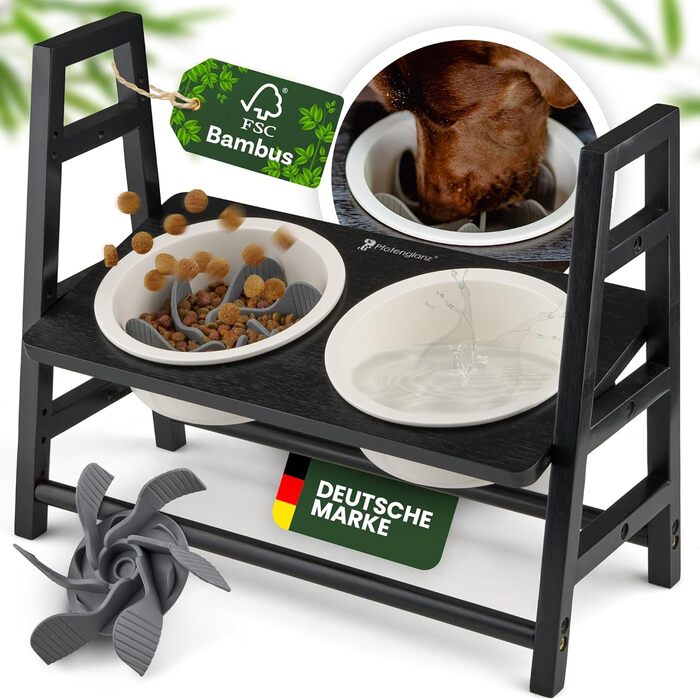 Підвищений миска для собак Pfotenglanz - Набір мисок з кераміки для їжі та води - Миска-антизаглиблення для здорових собак. Миска для собак, кераміка, антизаглиблення, годівниця для собак