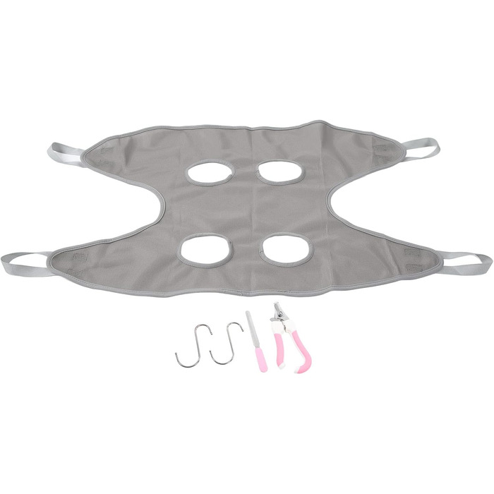 Гамак для грумінгу собак та котів, рушник для сушіння, гамак для догляду за тваринами з ножицями (Сірий, S)