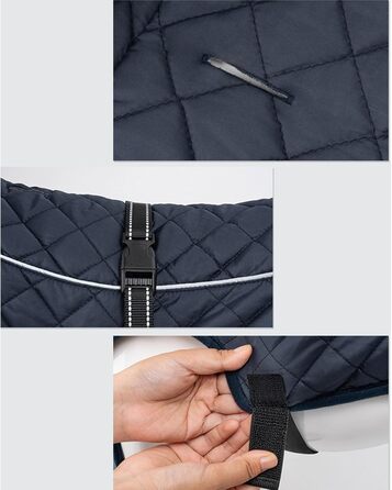 Зимовий теплий одяг для собак: вітронепроникна бавовняна жилетка, утеплена модель для прогулянок, походів, кемпінгу та міста (морська синя)