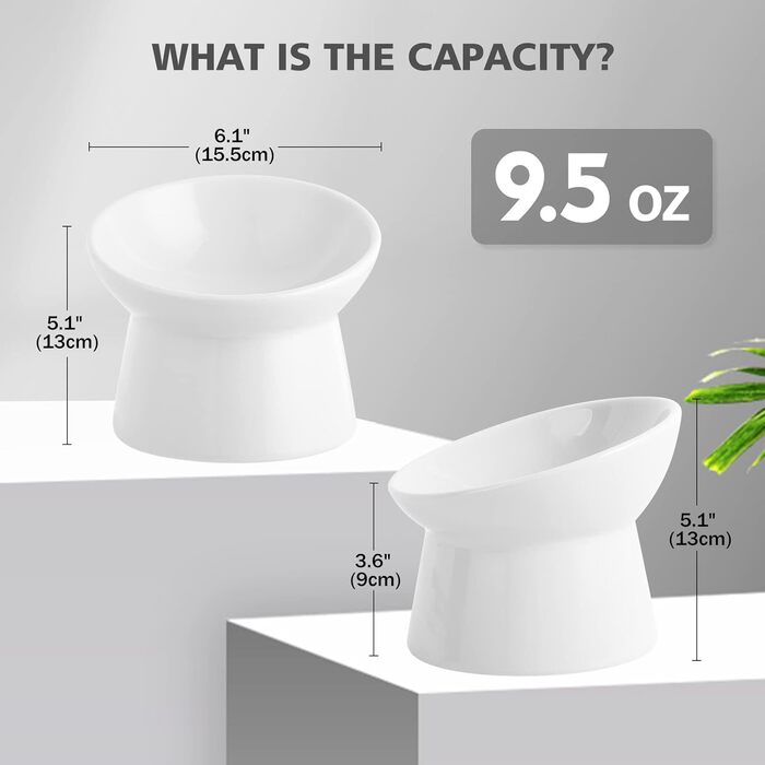 Котло propositions для котів з кераміки, піднятий годівниця, 15° нахил, 280 мл, білий, великий - для запобігання зригування